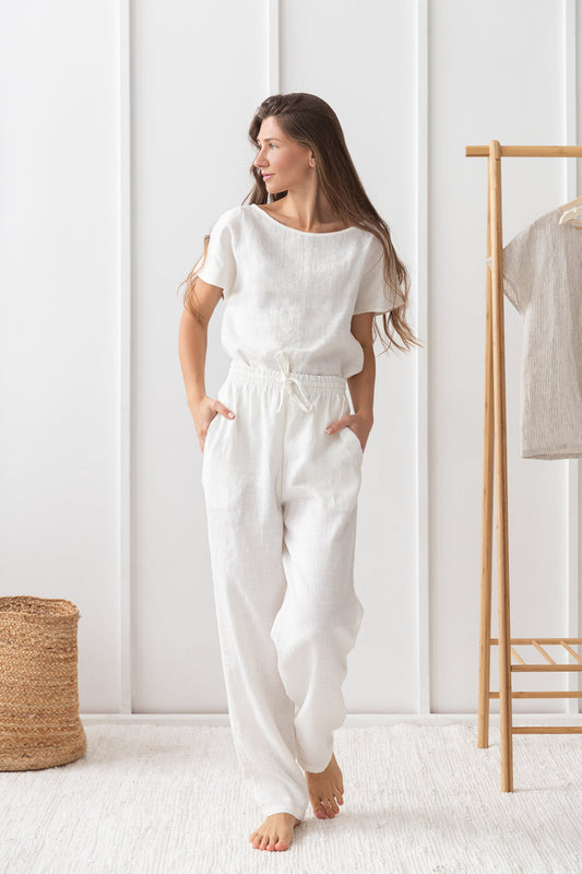 White Linen Loungewear